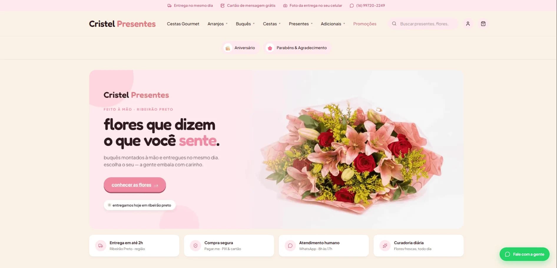 Home da Cristel Presentes: buquĂȘs com entrega no mesmo dia em RibeirĂŁo Preto